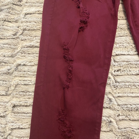 Fashion Nova Burgundy Distressed Pants - Picture 4 of 4